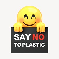 Emoji holding environmental sign mockup, say no to plastic words psd