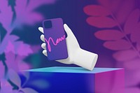 Phone case mockup, neon aesthetic design psd