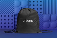 Drawstring bag mockup, sporty product psd