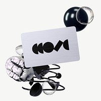 3D business card mockup, monotone design psd