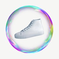 White high-top sneakers mockup psd