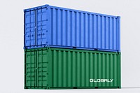 3D shipping container, realistic cargo psd