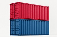 3D shipping container, realistic cargo psd