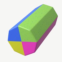 Abstract hexagonal prism, 3D geometric shape psd