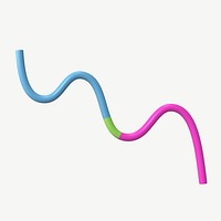 3D squiggle line, colorful graphic psd