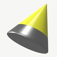 Yellow cone shape, 3D geometric graphic psd