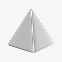 Metallic silver pyramid, 3D geometric shape psd