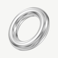 3D metallic ring, torus geometric shape psd