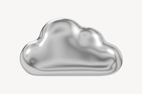 3D metallic silver cloud icon