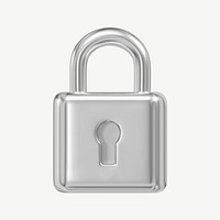 Metallic padlock, cybersecurity technology psd