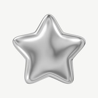 3D metallic star icon psd