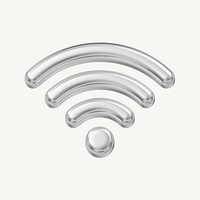Wifi metallic icon, 3D digital remix psd