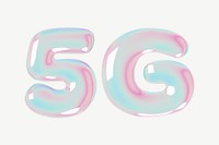 5G holographic icon, 3D digital remix psd