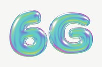 6G holographic icon, 3D digital remix psd