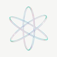 3D atom holographic transparent icon psd