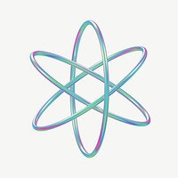 3D atom holographic icon psd