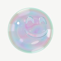 3D holographic happy face emoticon psd