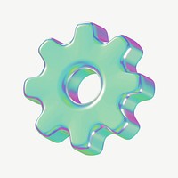 Green gear 3D element, digital remix psd