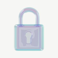 Holographic transparent padlock ion, digital remix psd