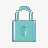 Metallic padlock, cybersecurity technology psd