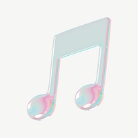 Music note holographic icon psd