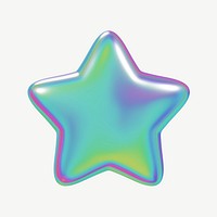 3D metallic star icon psd