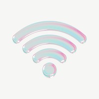 Wifi holographic icon, 3D digital remix psd