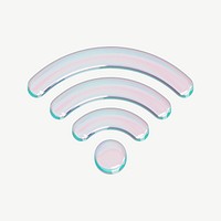 Wifi holographic icon, 3D digital remix psd