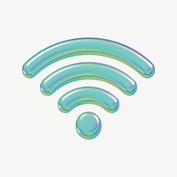 Wifi holographic icon, 3D digital remix psd