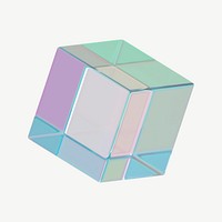 3D holographic cube, geometric shape psd