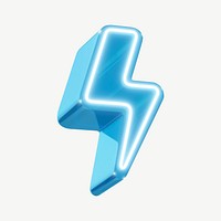 3D neon blue lightning, power digital remix psd