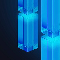 Blue glass pillars background, digital remix psd