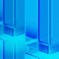 Blue glass pillars background, digital remix psd