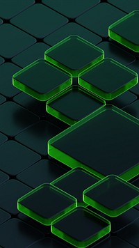 Green square pattern mobile wallpaper, digital remix