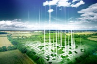 Smart agriculture farming, countryside fields psd