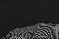 Black wireframe landscape background, retro-futuristic