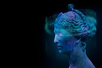 Futuristic Greek woman sculpture background psd