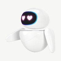 3D heart-eyes robot, innovative technology psd