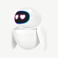 3D heart-eyes robot, innovative technology psd