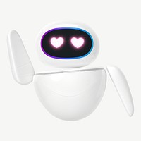 3D heart-eyes robot, innovative technology psd