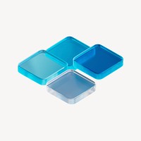 3D blue tiles, square shape psd