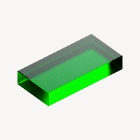 3D green cuboid, geometric shape psd