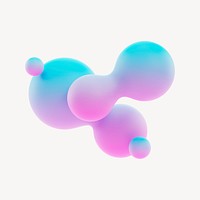 3D gradient pink liquid fluid, abstract shape psd