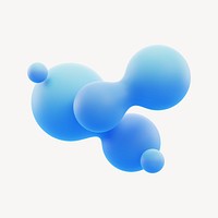 3D blue liquid fluid, abstract shape