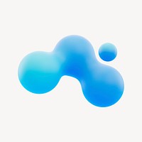 3D blue liquid fluid, abstract shape psd