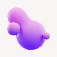 3D gradient purple liquid fluid, blob shape psd