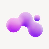 3D gradient purple liquid fluid, abstract shape psd