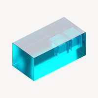 Blue rectangular prism, 3D geometric shape psd