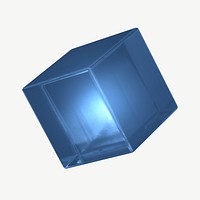 3D blue cube, geometric shape psd