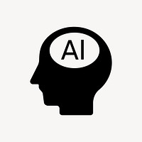AI brain flat icon element vector